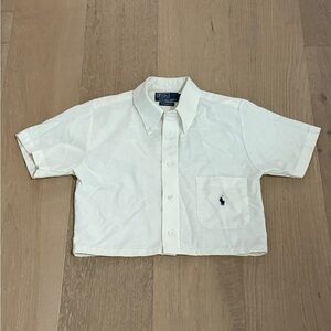 Ralph Lauren Crop-Top Cream Classic Fit Shirt